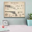 Colt Revolver Blueprint Patent Parchment,  Canvas Wall Art Fashion