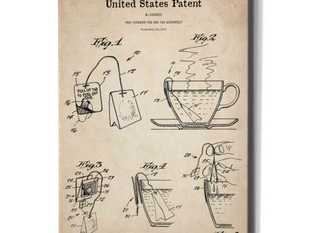 Tea Bag Blueprint Patent Parchment,  Canvas Wall Art Online