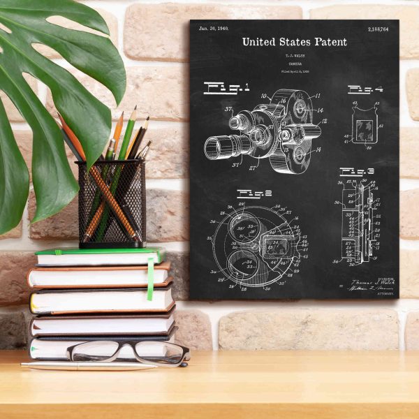 Film Camera Blueprint Patent Chalkboard,  Canvas Wall Art For Discount