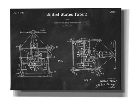 Tesla Aerial Apparatus Blueprint Patent Chalkboard,  Canvas Wall Art Online