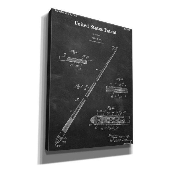 Billard Cue Blueprint Patent Chalkboard,  Canvas Wall Art Online now