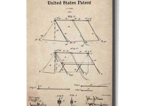 Tent Blueprint Patent Parchment,  Canvas Wall Art Online now