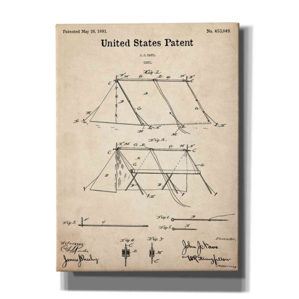 Tent Blueprint Patent Parchment,  Canvas Wall Art Online now