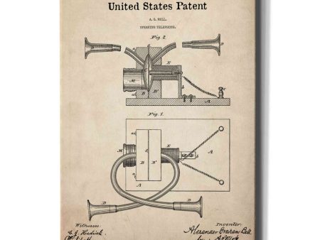 Speaking Telephone Blueprint Patent Parchment,  Canvas Wall Art Fashion