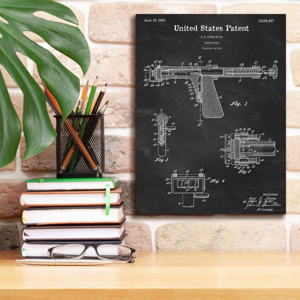 Tattoo Gun Blueprint Patent Chalkboard,  Canvas Wall Art For Cheap