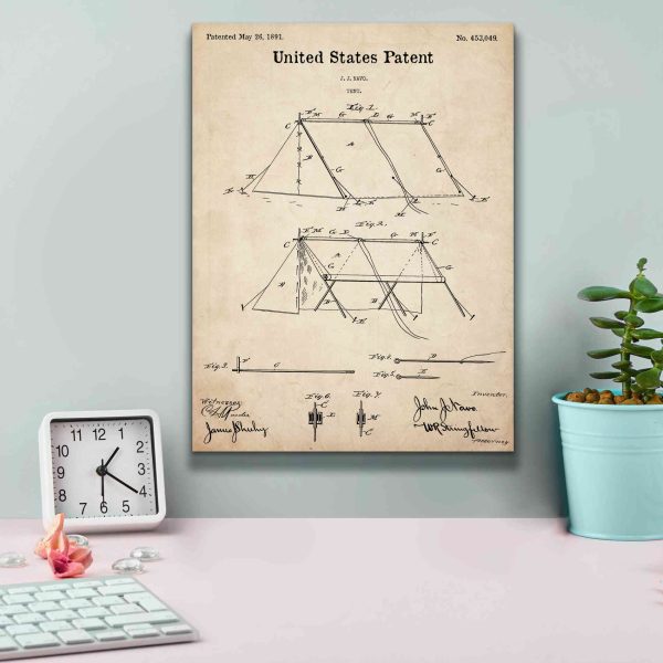 Tent Blueprint Patent Parchment,  Canvas Wall Art Online now