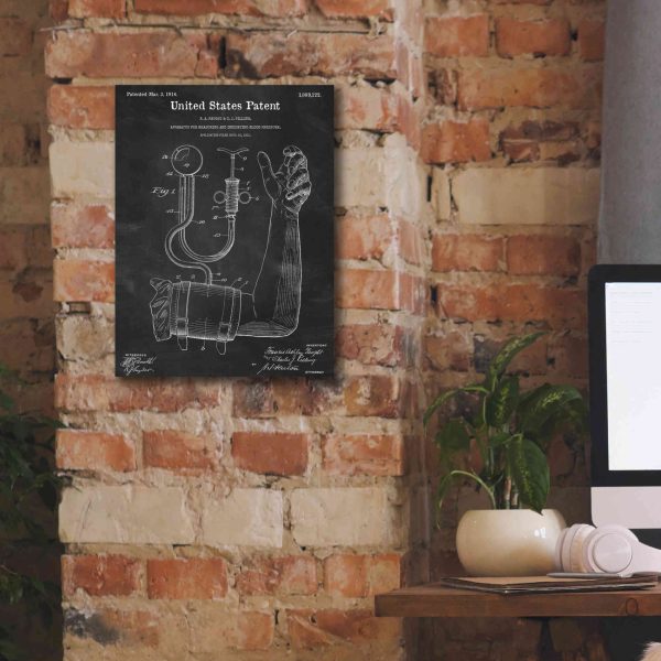 Blood Pressure Pump Blueprint Patent Chalkboard,  Canvas Wall Art Online now