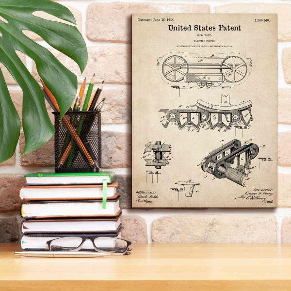 Traction Engine Blueprint Patent Parchment,  Canvas Wall Art on Sale