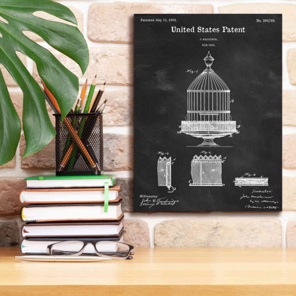 Bird Cage Blueprint Patent Chalkboard,  Canvas Wall Art For Discount