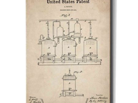 Brewing Beer and Ale Blueprint Patent Parchment,  Canvas Wall Art Discount