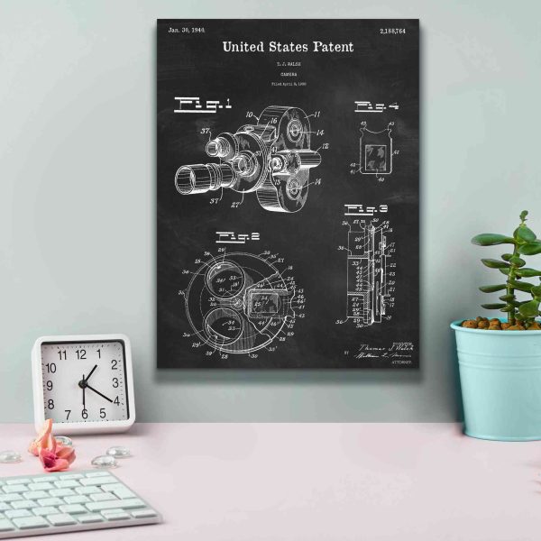 Film Camera Blueprint Patent Chalkboard,  Canvas Wall Art For Discount