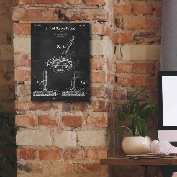 Curling Broom Blueprint Patent Chalkboard,  Canvas Wall Art For Cheap