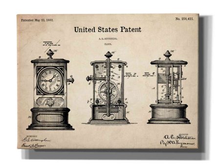 Clock Blueprint Patent Parchment,  Canvas Wall Art Online