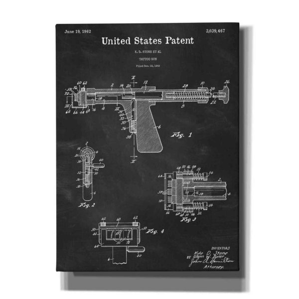 Tattoo Gun Blueprint Patent Chalkboard,  Canvas Wall Art For Cheap