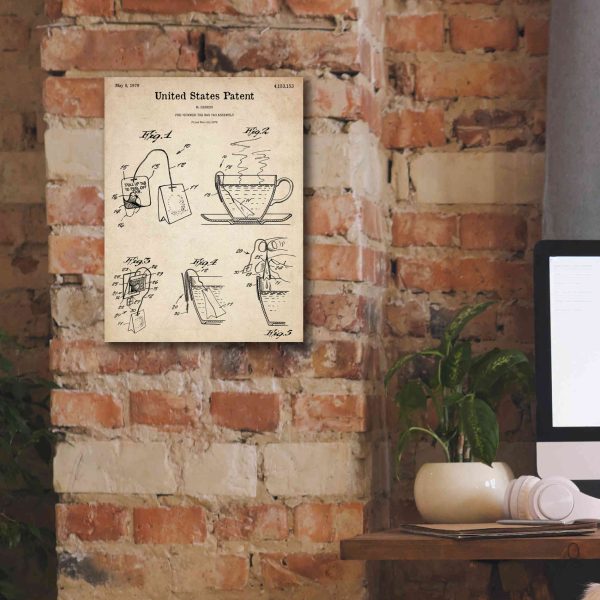 Tea Bag Blueprint Patent Parchment,  Canvas Wall Art Online