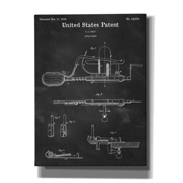 Apple Parer Blueprint Patent Chalkboard,  Canvas Wall Art Cheap