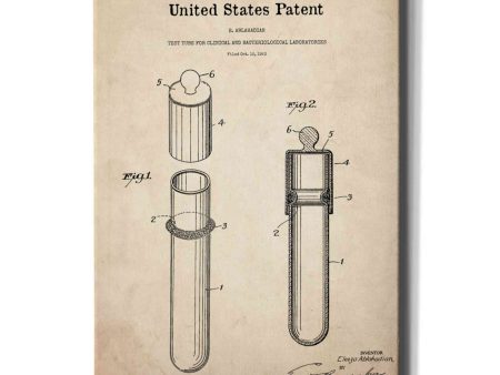 Test Tube Blueprint Patent Parchment,  Canvas Wall Art For Discount