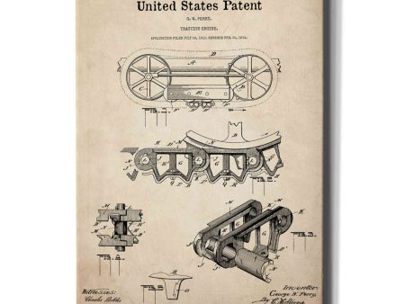 Traction Engine Blueprint Patent Parchment,  Canvas Wall Art on Sale