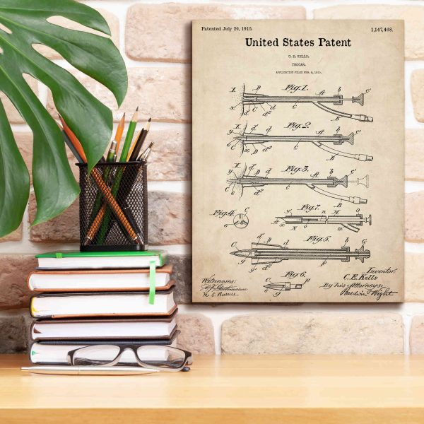 Trocar Blueprint Patent Parchment,  Canvas Wall Art on Sale