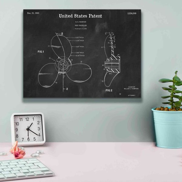 Boat Propeller Blueprint Patent Chalkboard,  Canvas Wall Art Discount