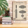 Cricket Bat Blueprint Patent Parchment,  Canvas Wall Art For Cheap