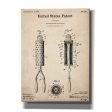 Curling Iron Blueprint Patent Parchment,  Canvas Wall Art Online