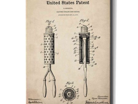 Curling Iron Blueprint Patent Parchment,  Canvas Wall Art Online