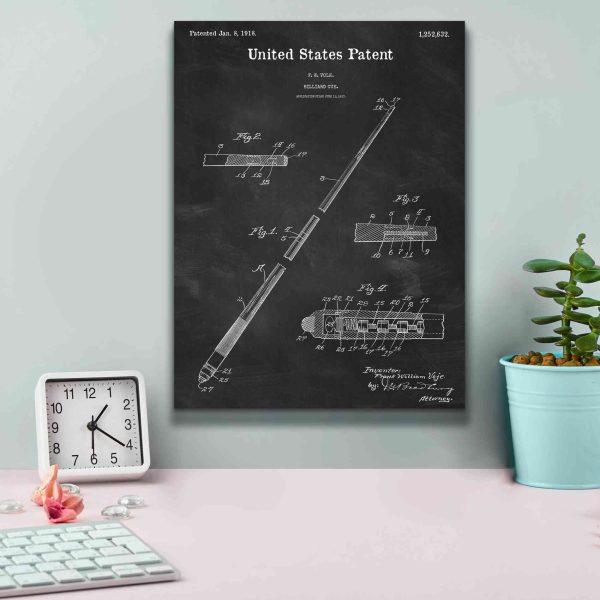 Billard Cue Blueprint Patent Chalkboard,  Canvas Wall Art Online now