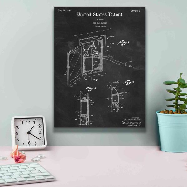 Fire Hose Cabinet Blueprint Patent Chalkboard,  Canvas Wall Art Hot on Sale