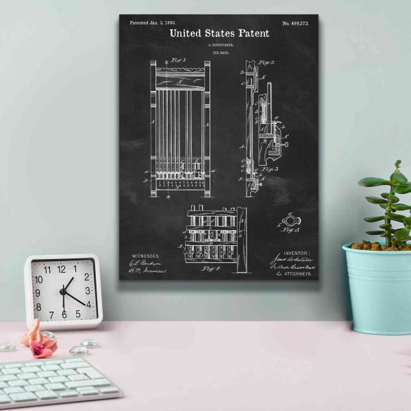 Cue Rack Blueprint Patent Chalkboard,  Canvas Wall Art Online Sale