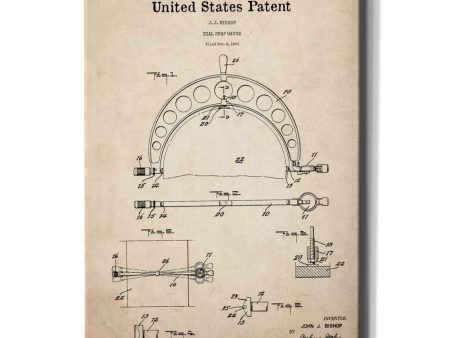 Dial Snap Gauge Blueprint Patent Parchment,  Canvas Wall Art Sale