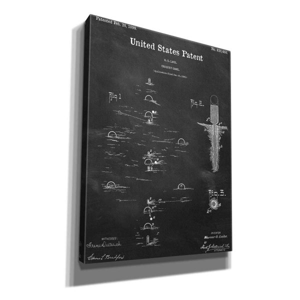 Croquet Blueprint Patent Chalkboard,  Canvas Wall Art Cheap