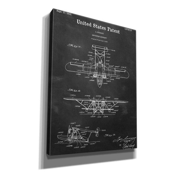 Amphibian Aircraft Blueprint Patent Chalkboard,  Canvas Wall Art Discount