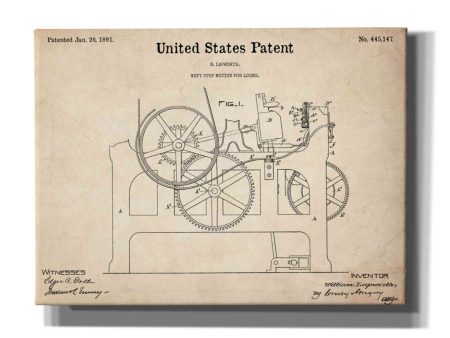 Weft Stop Motion for Looms Blueprint Patent Parchment,  Canvas Wall Art For Cheap