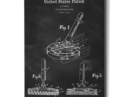 Curling Broom Blueprint Patent Chalkboard,  Canvas Wall Art For Cheap