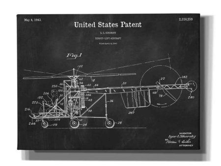 Direct-Lift Aircraft Blueprint Patent Chalkboard,  Canvas Wall Art For Discount