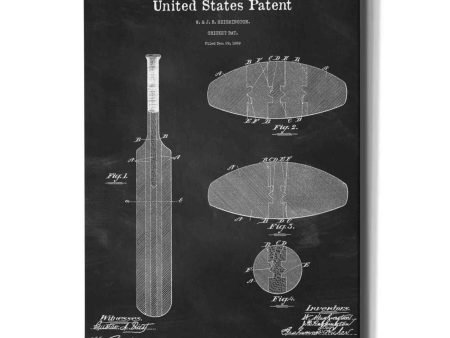 Cricket Bat Blueprint Patent Chalkboard,  Canvas Wall Art Discount