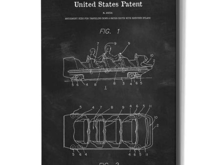 Water Coaster Ride Blueprint Patent Chalkboard,  Canvas Wall Art Supply