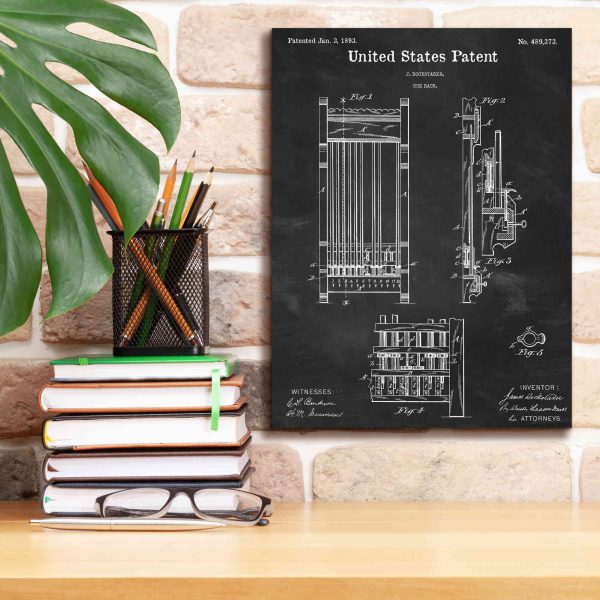 Cue Rack Blueprint Patent Chalkboard,  Canvas Wall Art Online Sale