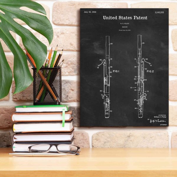 Bassoon Blueprint Patent Chalkboard,  Canvas Wall Art Fashion