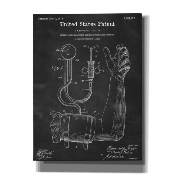 Blood Pressure Pump Blueprint Patent Chalkboard,  Canvas Wall Art Online now