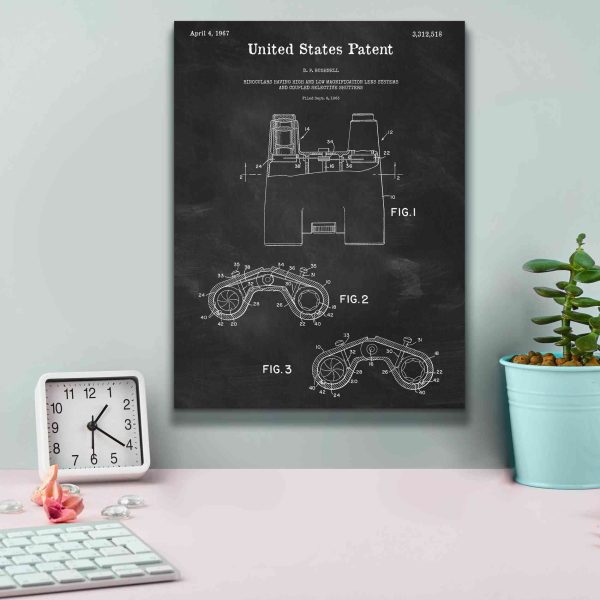 Binoculars Blueprint Patent Chalkboard,  Canvas Wall Art For Discount