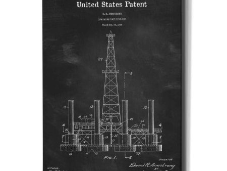 Drilling Rig Blueprint Patent Chalkboard,  Canvas Wall Art For Sale