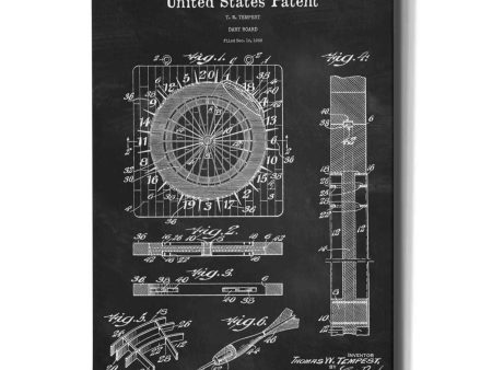 Darts Game Blueprint Patent Chalkboard,  Canvas Wall Art For Cheap