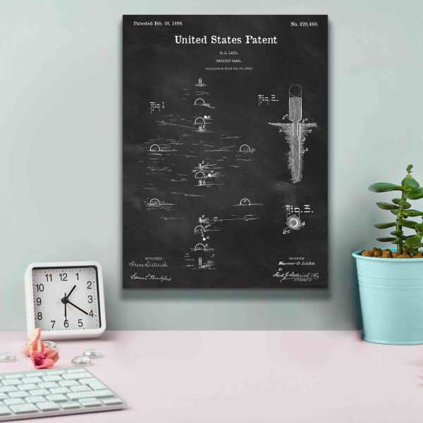 Croquet Blueprint Patent Chalkboard,  Canvas Wall Art Cheap