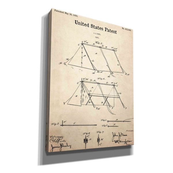 Tent Blueprint Patent Parchment,  Canvas Wall Art Online now