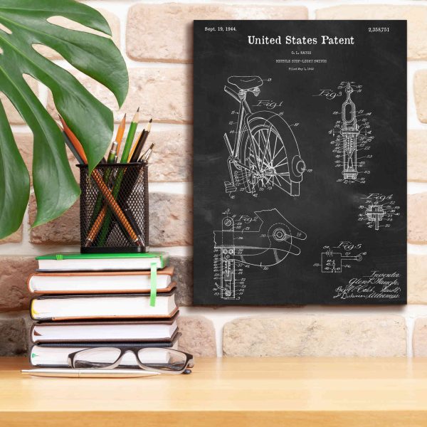 Bicycle Stop-light Switch Blueprint Patent Chalkboard,  Canvas Wall Art Sale