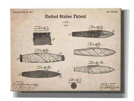 Cigar Blueprint Patent Parchment,  Canvas Wall Art Online