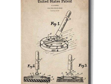 Curling Broom Blueprint Patent Parchment,  Canvas Wall Art Hot on Sale