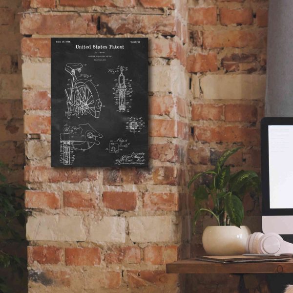 Bicycle Stop-light Switch Blueprint Patent Chalkboard,  Canvas Wall Art Sale